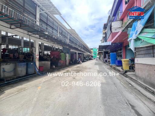 Exterior view of a building with a street