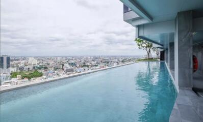 Rooftop swimming pool with city view