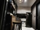 Modern kitchen with black and white theme