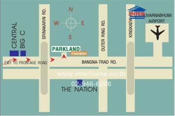 Map illustrating the location of Central Big C and The Nation in relation to main roads and an airport.