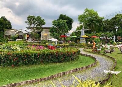 Beautiful outdoor garden area with path and greenery