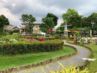 Beautiful outdoor garden area with path and greenery