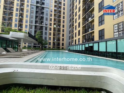 Modern apartment building with outdoor swimming pool