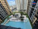 Outdoor pool and building view