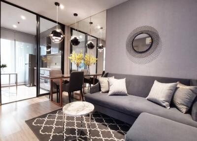 Modern living room with dining area