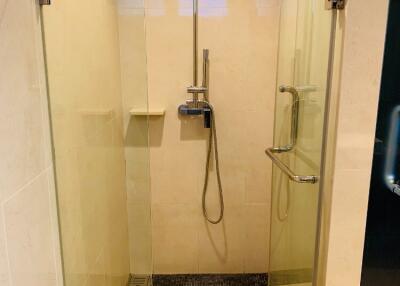 Modern shower with glass doors