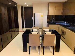 Modern kitchen with dining table