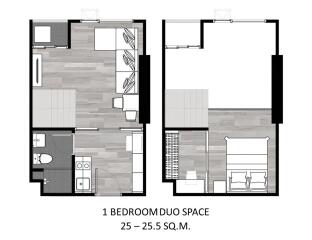 1 Bedroom Duo Space Floor Plan, 25 to 25.5 sq. m.