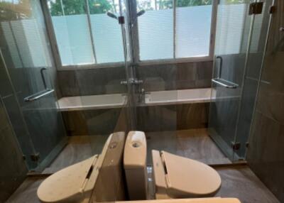 Modern bathroom with glass shower