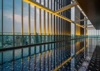 Infinity pool with city view