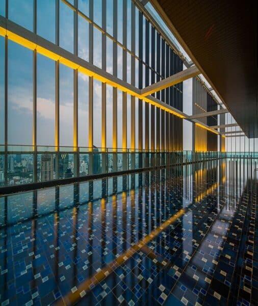 Infinity pool with city view