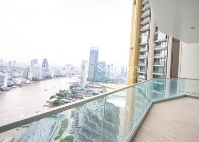 Spacious balcony with a scenic city and river view