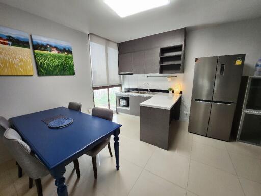 modern kitchen with dining area