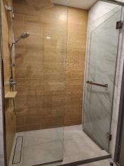 Modern bathroom with glass shower