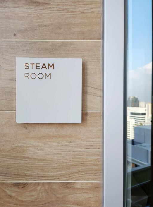 Sign indicating steam room