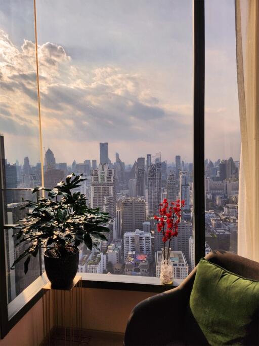 High-rise living room with city view