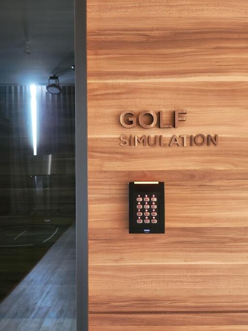 Golf simulation room with keypad entry