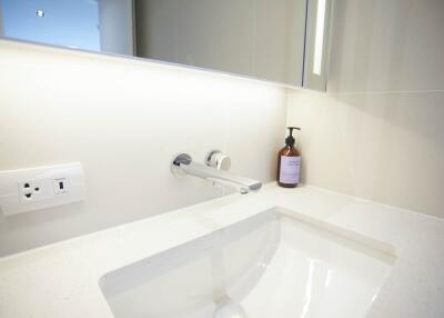 Modern bathroom sink with sleek fixtures