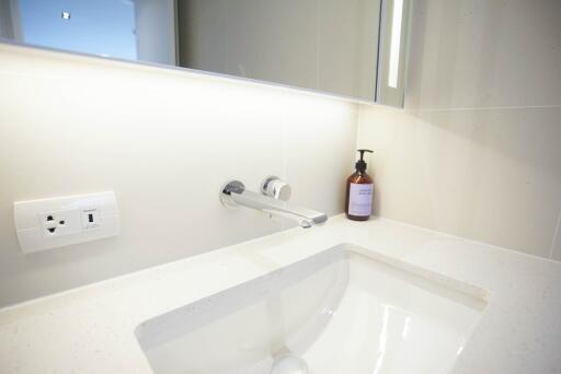 Modern bathroom sink with sleek fixtures