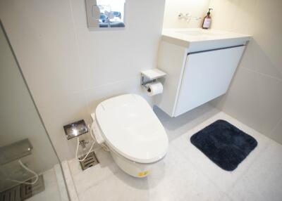 Modern bathroom with toilet and vanity