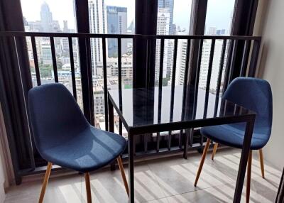 Small dining area with a city view