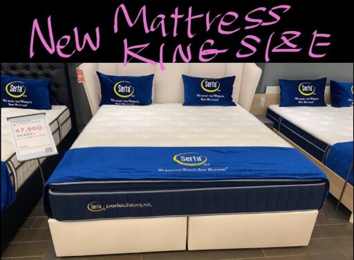 Bedroom with new king size mattress