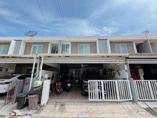 Front view of residential townhouses