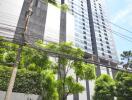 High-rise residential building with greenery