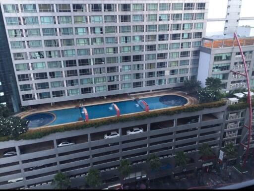 High-rise building with swimming pool