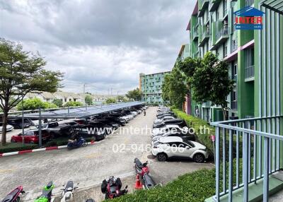 Parking area in front of residential buildings