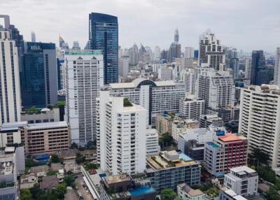 Skyline view of high-rise buildings in a city