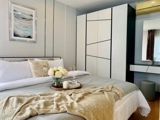 Modern bedroom with stylish decor and contemporary furniture