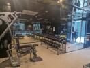 Indoor gym with various exercise equipment