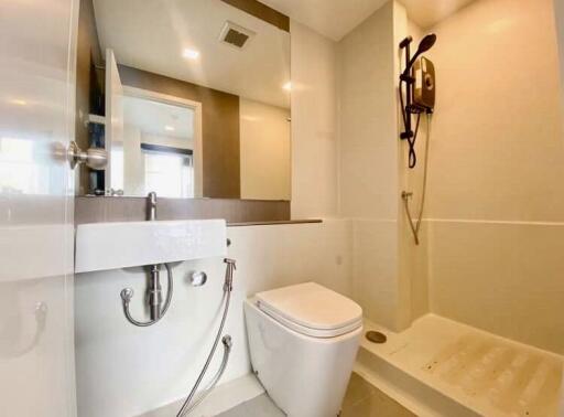 Modern bathroom with shower and toilet