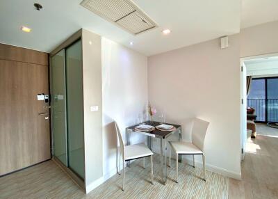 Small dining area in an apartment with table set for two