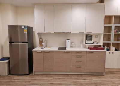 Modern kitchen with wooden cabinets