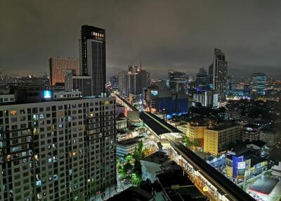 Night view of city buildings and streets