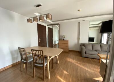 Spacious living room with dining area