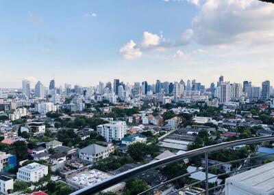 City skyline view from balcony