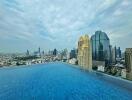 Infinity pool with city skyline view