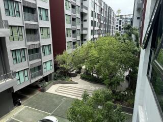 Modern residential building with green courtyard