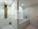 Modern bathroom with a walk-in shower and bathtub