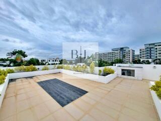 Spacious outdoor terrace with scenic views