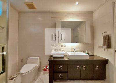 Modern bathroom with a vanity and toilet