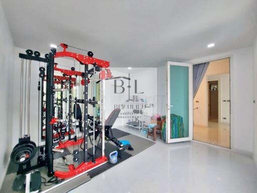 Home gym with exercise equipment