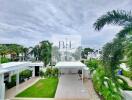 Spacious outdoor garden area in a modern housing complex.