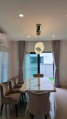 Modern dining room with marble table