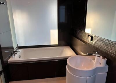 Modern bathroom with bathtub and sink