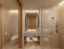 Modern bathroom with shower and toilet