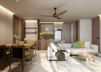 Modern open-plan living room and kitchen